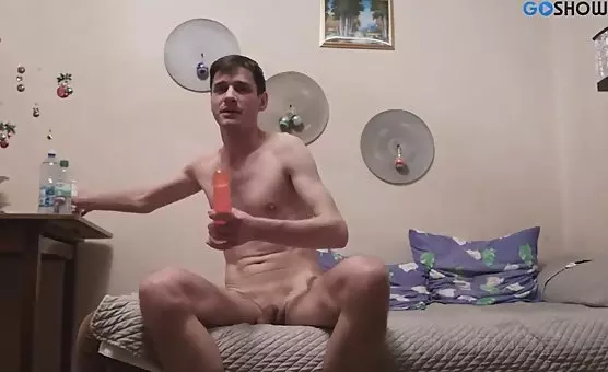 Guy Fucks His Ass with Massive Dildo
